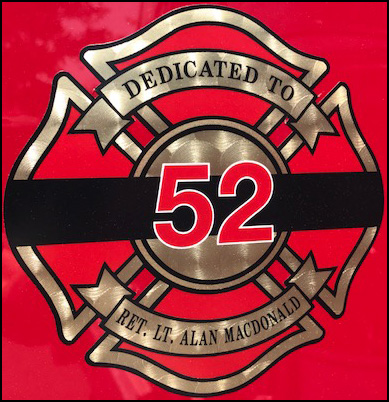 Dedicated to Alan Macdonald, number 52, Lynnfield Fire Department